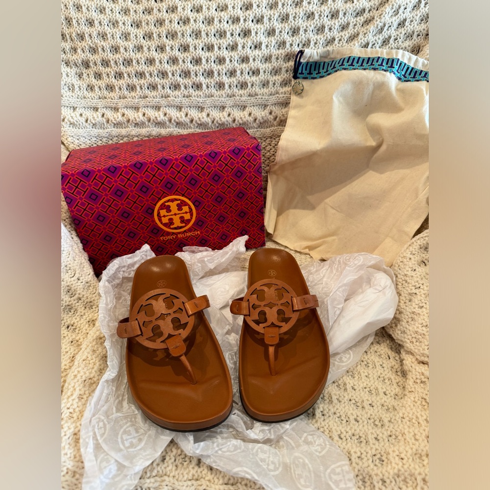 Tory Burch Miller Cloud Sandals in Aged Camello